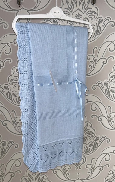 Baby blue fine knit Spanish shawl
