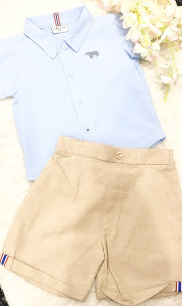 Blue shirt and shorts set