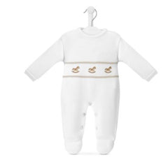 Rocking horse knitted white romper