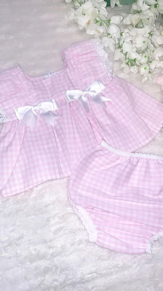 Kinder checked pink dress