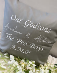 Grey Personalised embroidered cushions