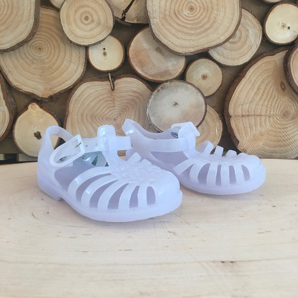 lilac / light blue jelly shoes