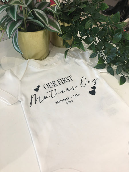 ‘Our first mothers day’ vest