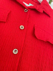 Red cheese cloth shirt and pants set