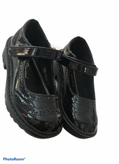 Black patent velcro school shoes