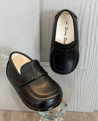 Black leather loafer