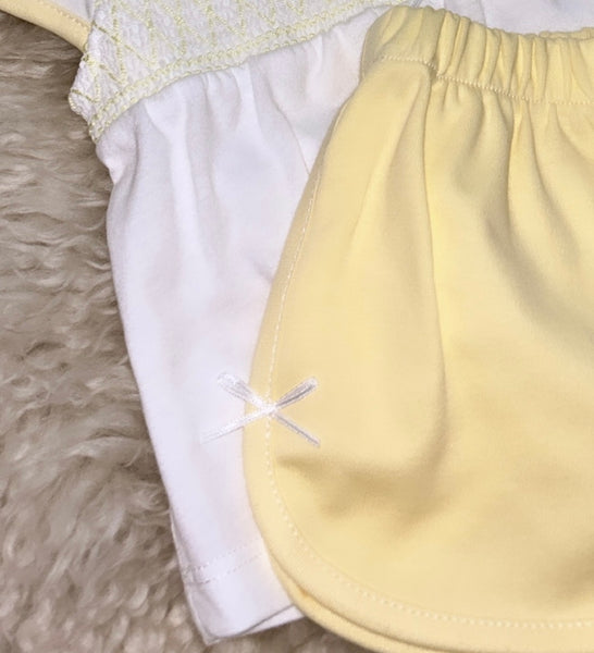 Lemon smocked two piece T-shirt and shorts