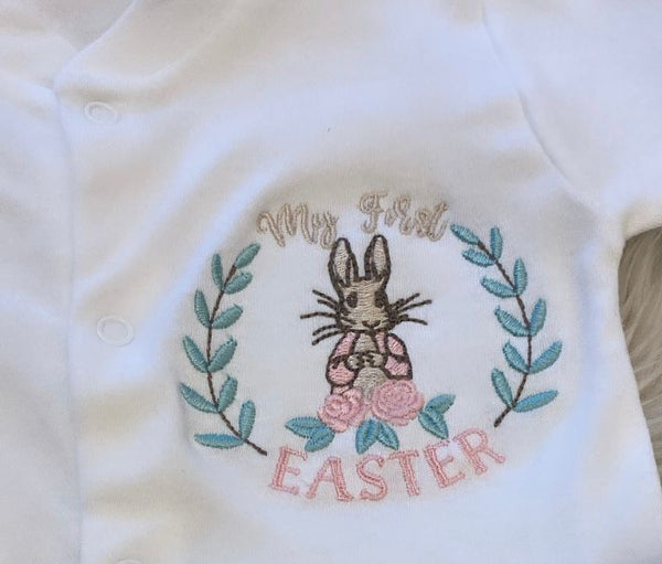 Girls “My first Easter” Peter rabbit rompers