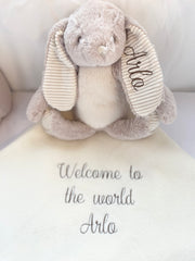 Rabbit and blanket ready for personalisation