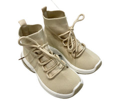 Pull on high top trainers in beige